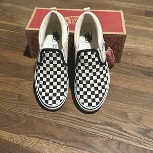 Black and white checkered slip-on Vans (youth 7)